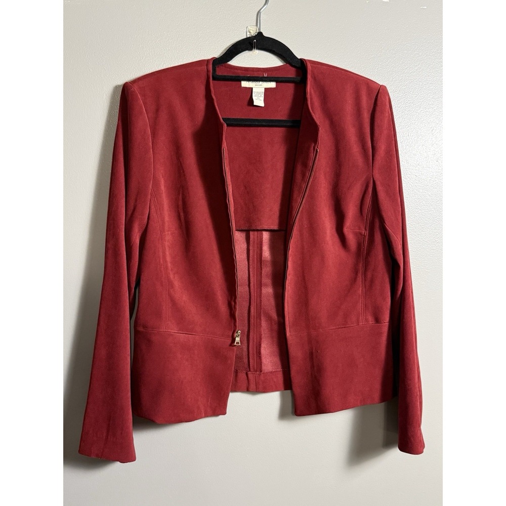 AMANDA SMITH Blazer Jacket TOP Red Zip Up, Pockets Women's Size 10‎